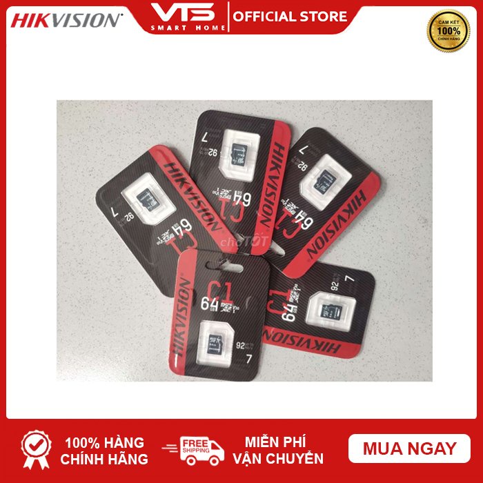 Thẻ nhớ 64GB HIKVISION Micro SD Class 10 C1 upto 92MB/S - Chuyên Dụng Cho Camera - Bảo Hành 3 Năm - VTS