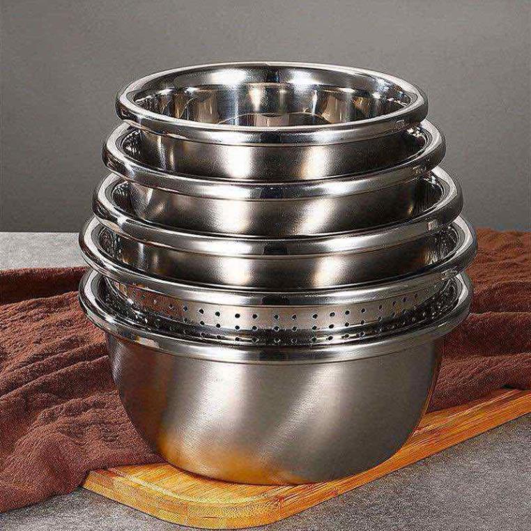 [HÀNG MỚI VỀ] Bộ 5 chậu inox cao cấp các cỡ từ to đến nhỏ xuất Nhật