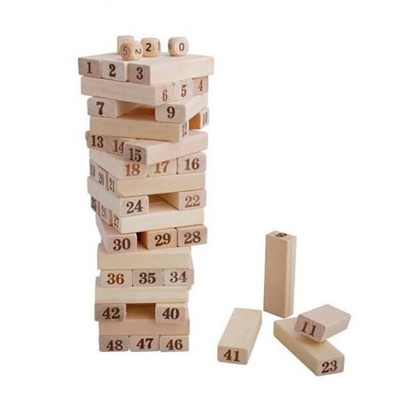 Bộ đồ chơi rút gỗ xếp hình 48 thanh loại lớn kèm xúc xắc Wood Toys