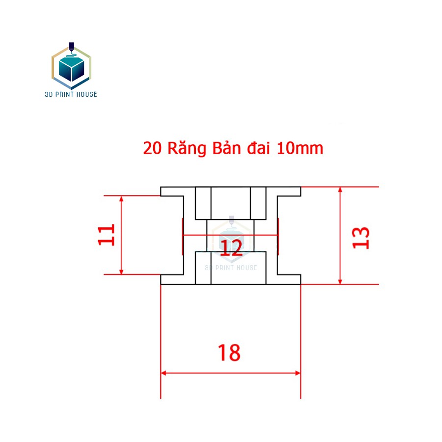 Ròng rọc GT2 Bản đai 10mm cho Máy in 3D