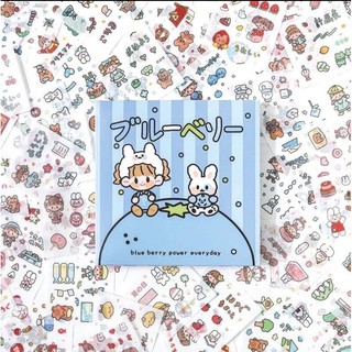 Lẻ 5 tấm sticker Telado random strawberry day, blueberry power