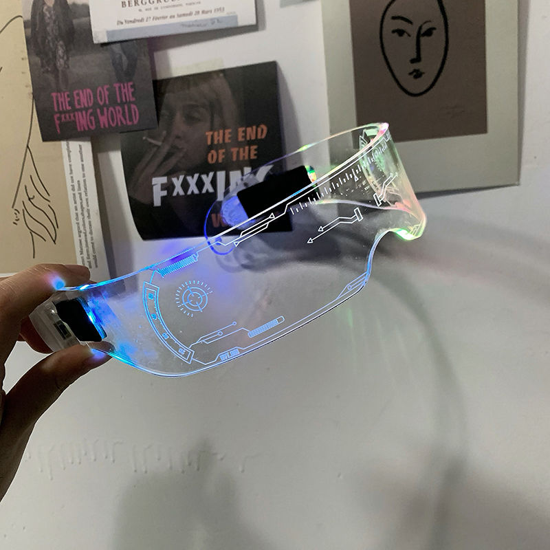 Mắt kính 19903 dạ quang trong suốt nhiều màu sắc phong cách công nghệ cá tính thời trang đường phố sáng tạo cho nam nữ