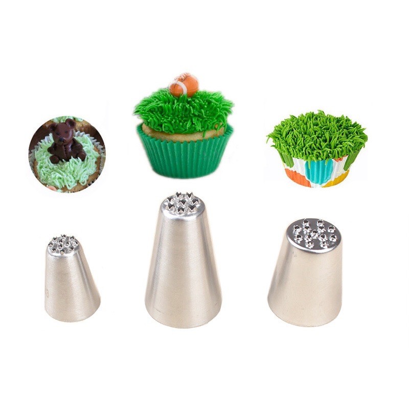 Đui inox đúc bắt kem, đui cỏ, đui sợi cỏ trang trí bánh kích thước 3 loại bé, trung và to