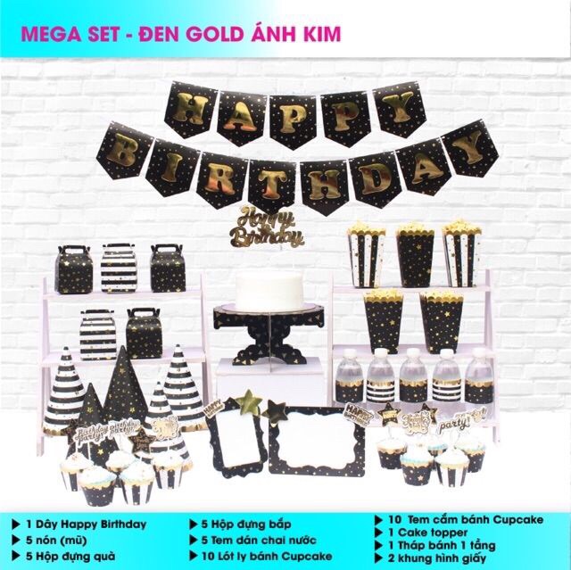 Set sinh nhật cao cấp ánh kim