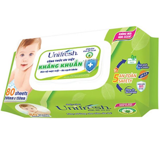 Combo 12 gói khăn ướt Unifresh chiết xuất nha đam 80 tờ