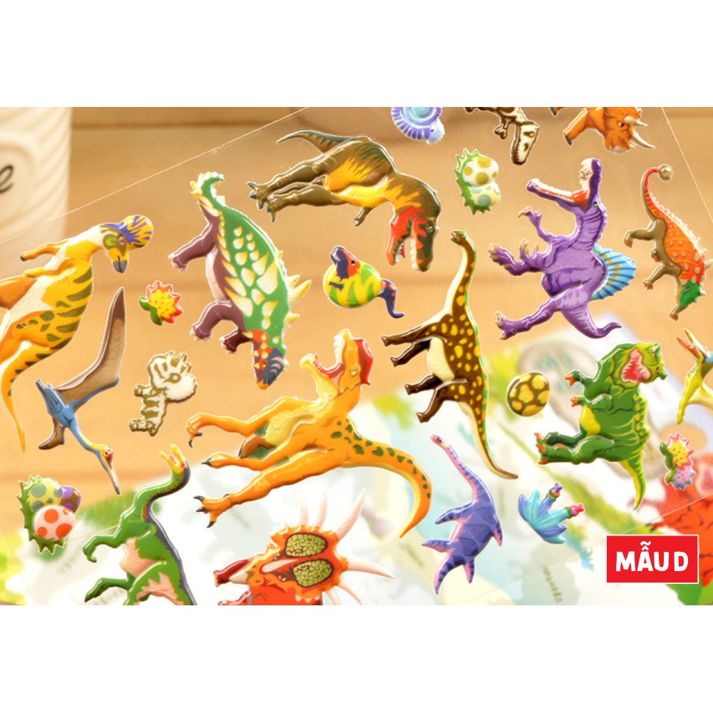 Sticker 3D chống thấm hình khủng long dán cho bé đồ chơi dán giải trí học thêm về khủng long