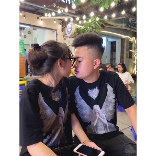 Áo thun tay lỡ đôi cánh thiên thần HARIQUEEN áo phông nam nữ unisex form 65kg