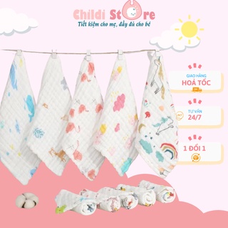 Khăn mặt xô 6 lớp cao cấp, set 5 khăn sữa cho bé
