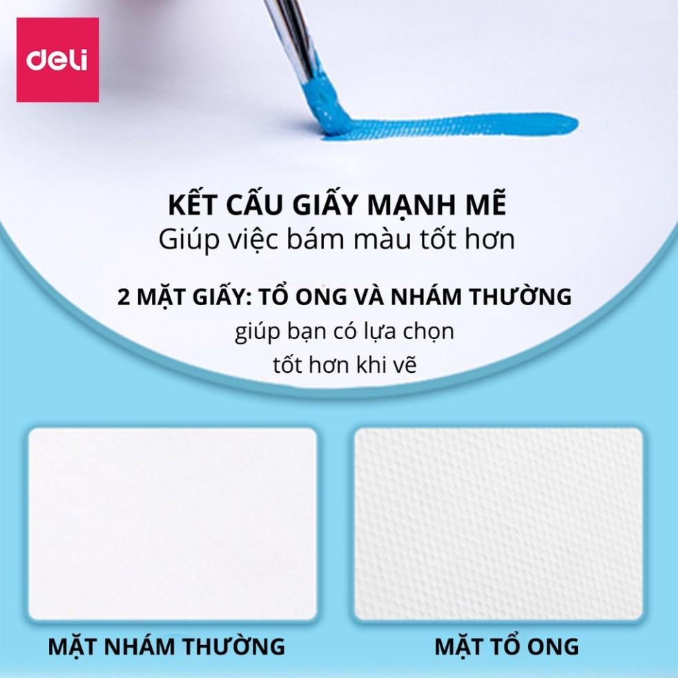 Giấy vẽ chuyên dụng Deli - Gouache - Định lượng 8k 160gsm/180gsm 1 tệp - 73615 / 73617