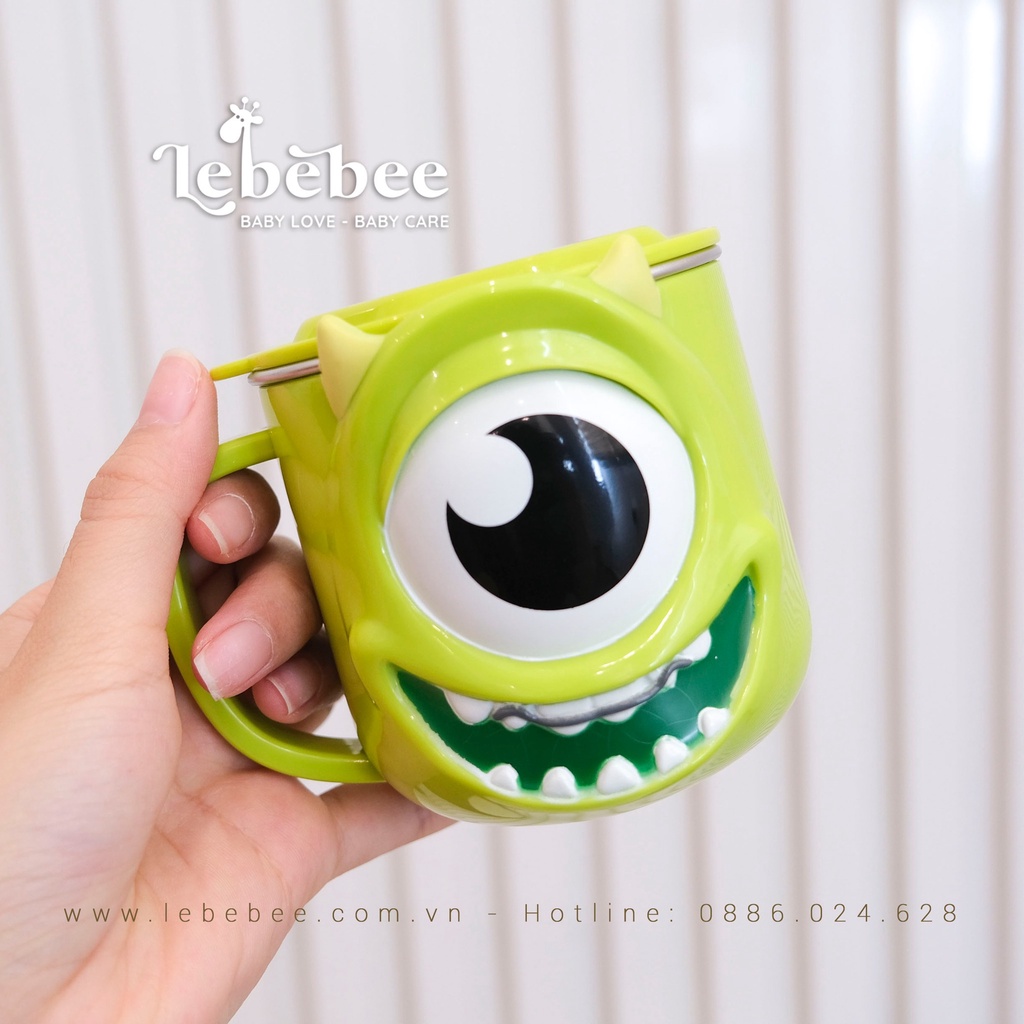 Cốc uống nước inox có nắp họa tiết 3D Disney cho bé - Lebebee