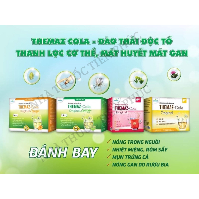 Bột sủi thanh nhiệt giải độc gan Themaz Cola Original  Hộp 20 Gói