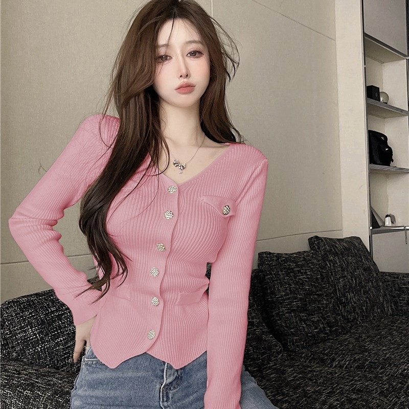 Áo cardigan ZHELIHANGFEI dệt kim tay dài cổ chữ V thời trang cho nữ