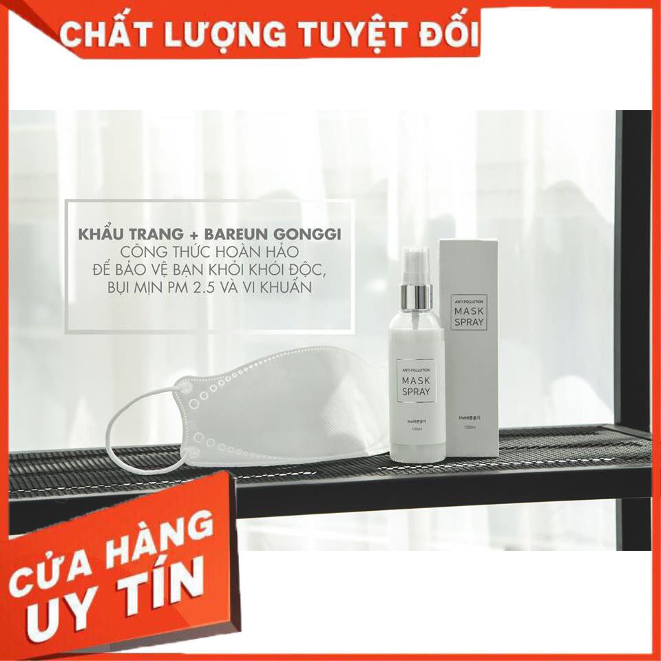 Chai xịt khẩu trang Hàn Quốc Bareum Gonggi diệt vi khuẩn, virus, bụi mịn - tạo vùng thở an toàn trong khẩu trang-  siêu