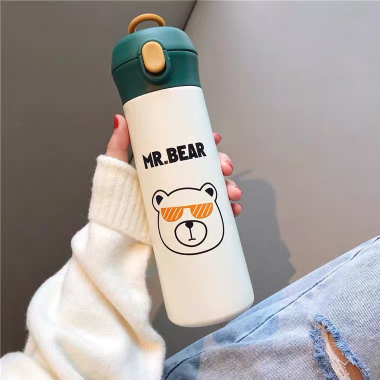 Bình giữ nhiệt gấu Bear dễ thương nhiều màu, giữ nóng và lạnh lên đến 8h,chất liệu inox SUS 304  an toàn thực phẩm