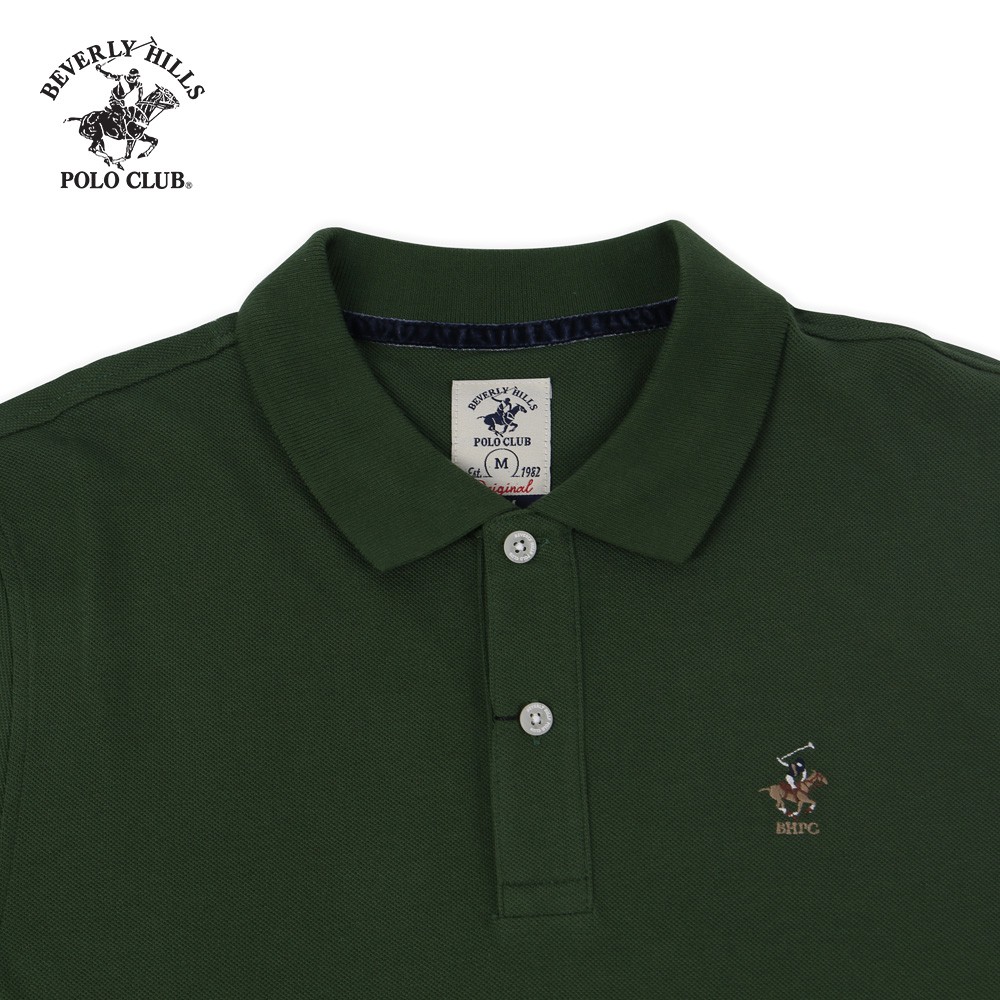 Áo polo ngắn tay BEVERLY HILLS POLO CLUB Slimfit màu xanh rêu 100% cotton - PMSSS20TL043