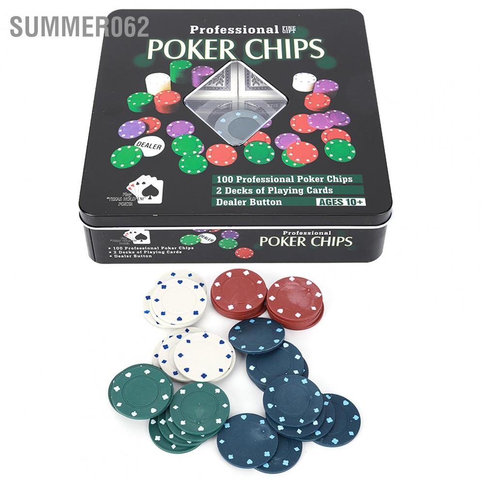 [Hàng Sẵn] 100PCS Poker Chips Cards with Portable Carrying Case for Texas Holdem Black Jack 【Summer062】