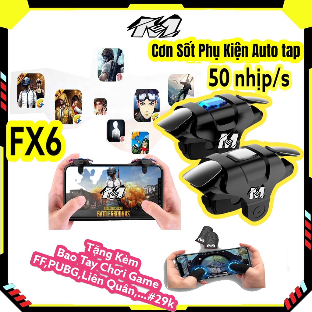 Nút bắn pubg auto tap FX6, Phụ kiện chơi game  FF. PUBG  mobile..4 chế độ 50 nhịp/s- Nút bấm pubg bản nâng cấp FX3.