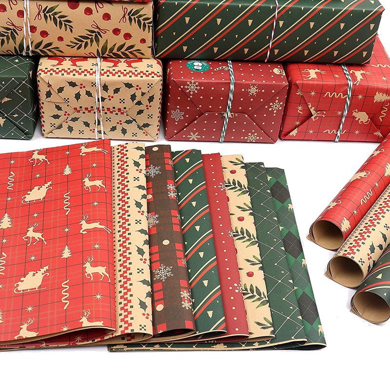 Set 8 Tờ Giấy Gói Quà / Sinh Nhật / Tiệc Giáng Sinh Xinh Xắn