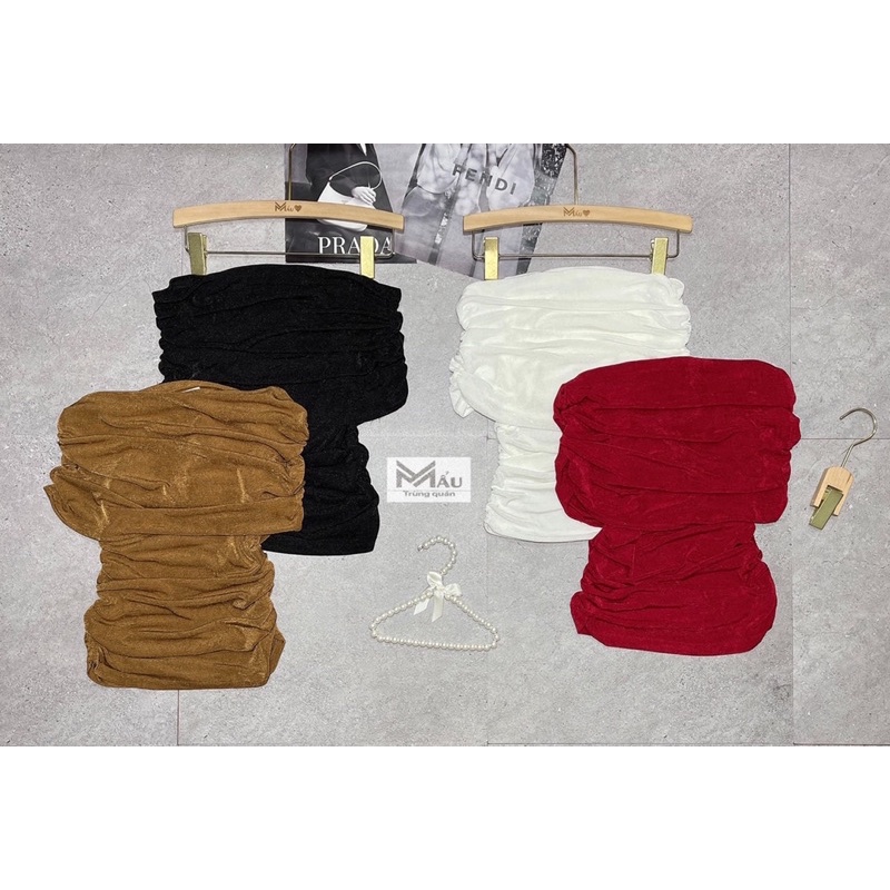 Áo nhún trễ vai chất thun nhũ kim cương