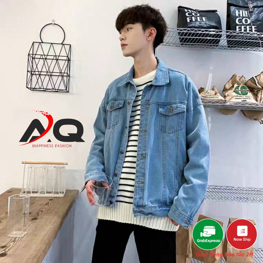 Áo Khoác Jean Nam Nữ Áo Jean Khoác Bò Phong Cách Trẻ Trung Xanh Đen Unisex - AQSTORE