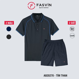 Bộ thun thể thao nam Fasvin AB20270.HN cộc tay cổ bẻ vải mềm nhẹ co giãn tốt