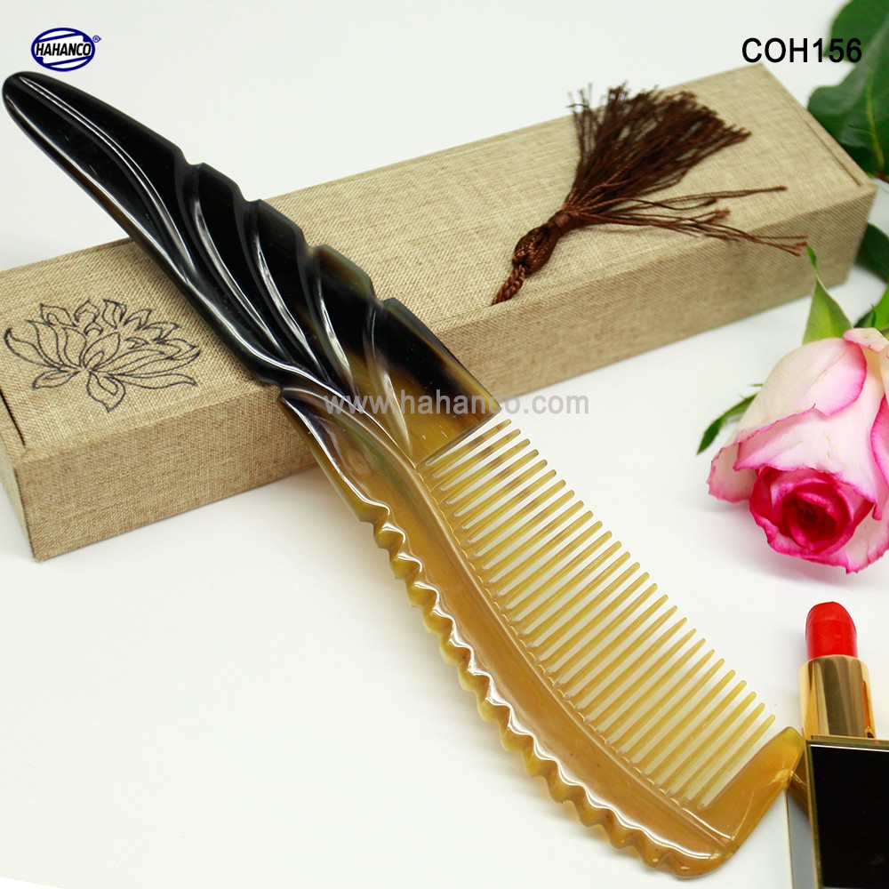 Lược sừng thân cánh chim - COH156 (Size: XXL - 22cm) Mẫu cao cấp màu sắc đẹp - Horn Comb of HAHANCO - Chăm sóc tóc