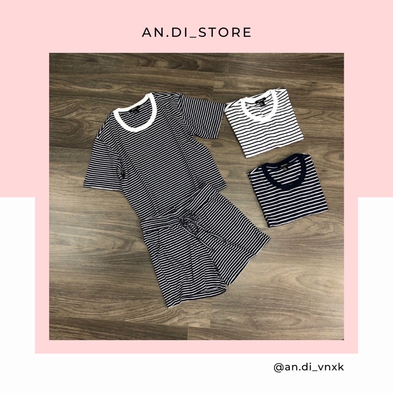 🔸Đồ bộ sọc mặc nhà vải mịn ( về màu tối ) - Thương hiệu: Forever21