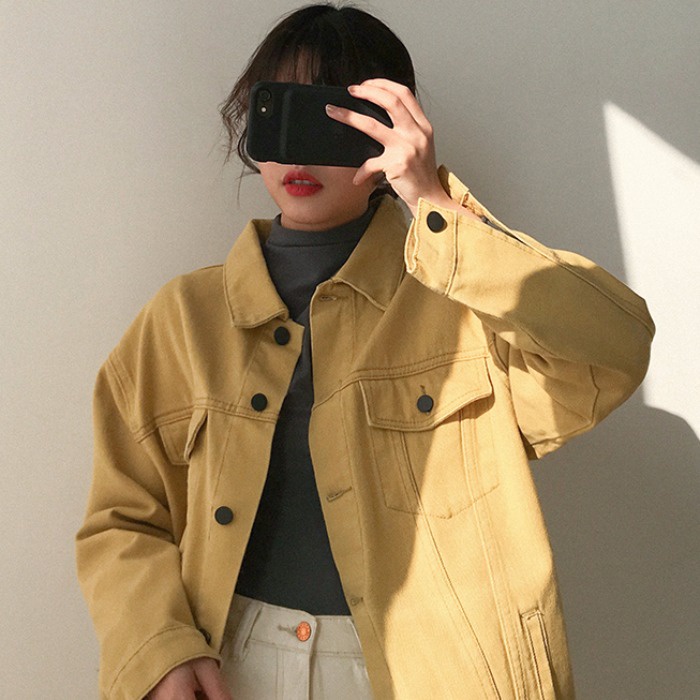 Áo Khoác denim Bò Kaki Nữ 2022 Mùa Xuân Và Mùa Thu Freessize
