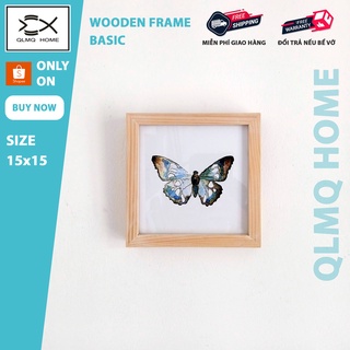 Khung ảnh gỗ Basic 15x15 - Khung hình gỗ thông mặt kính treo tường để bàn Wooden Frame QLMQ Home