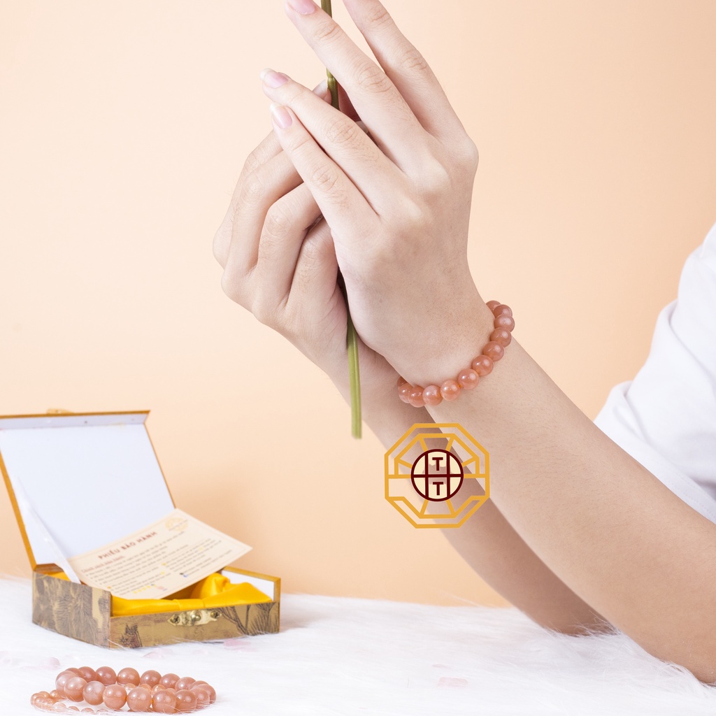 Vòng Tay Phong Thủy Đá Mặtt Trời Sun Sttone [TẶNG HỘP GỖ CAO CẤP] tài lộc nam nữ mệnh Hỏa Thổ - Phong Thủy Tây Tạng