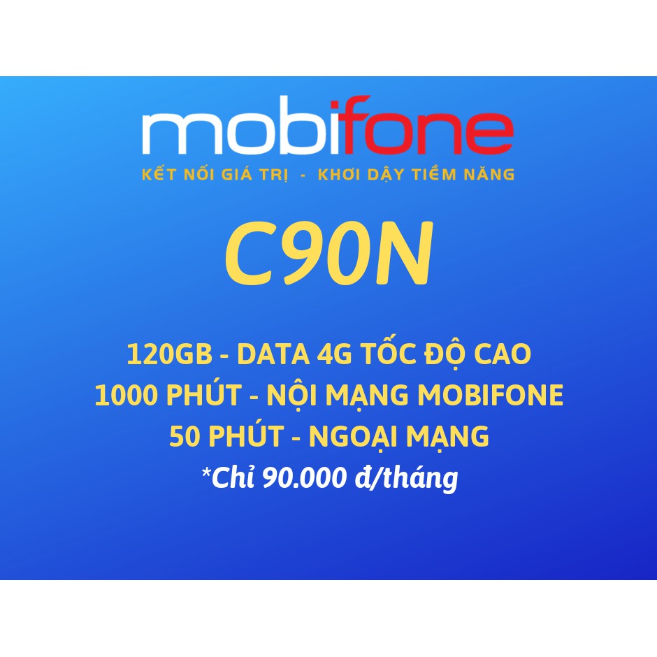 Sim 4g gói C90N mobifone ưu đãi 180gb