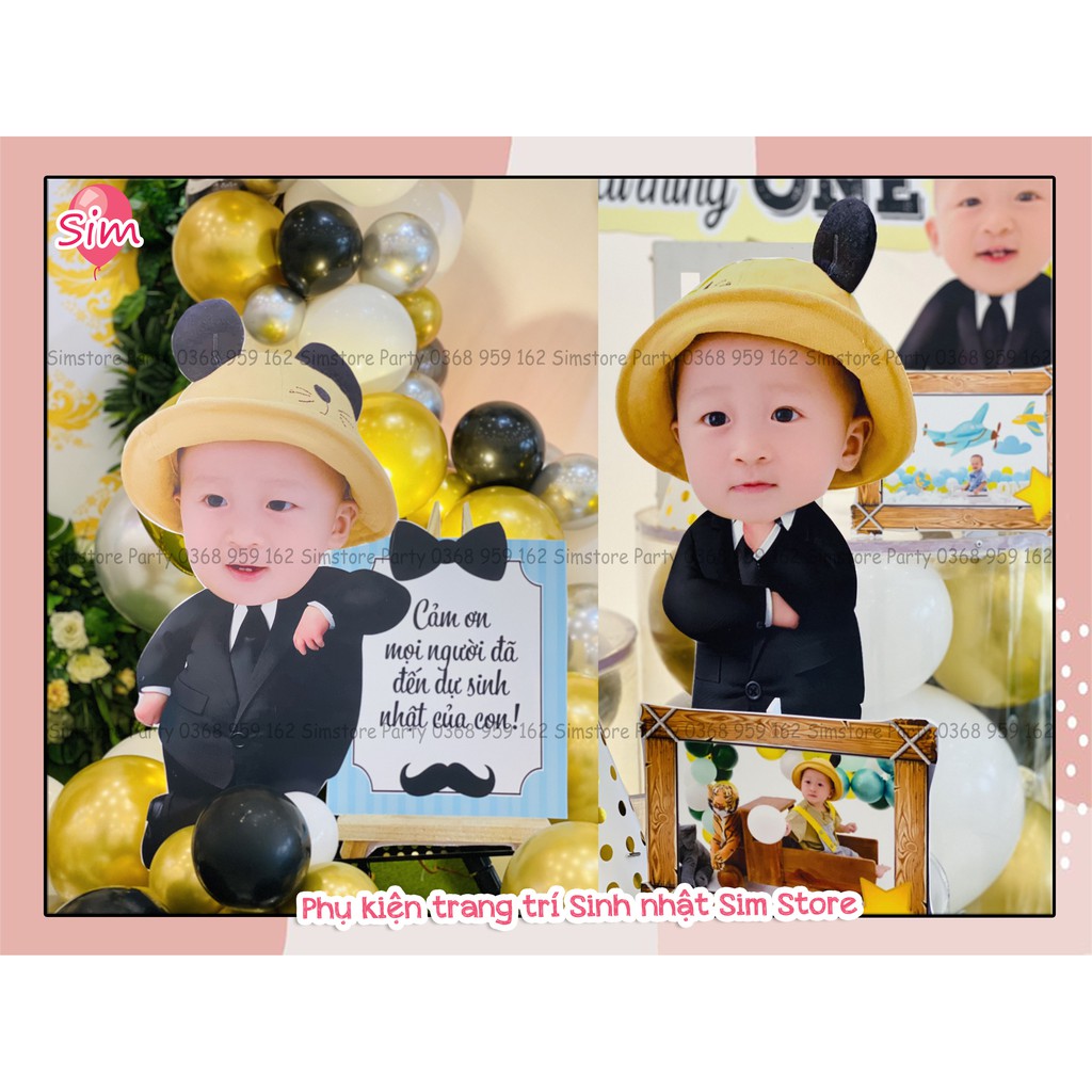Combo hình chibi, bảng tên, cây welcome, cây số tuổi  trang trí sinh nhật bàn tiệc thiết kế  cho bé