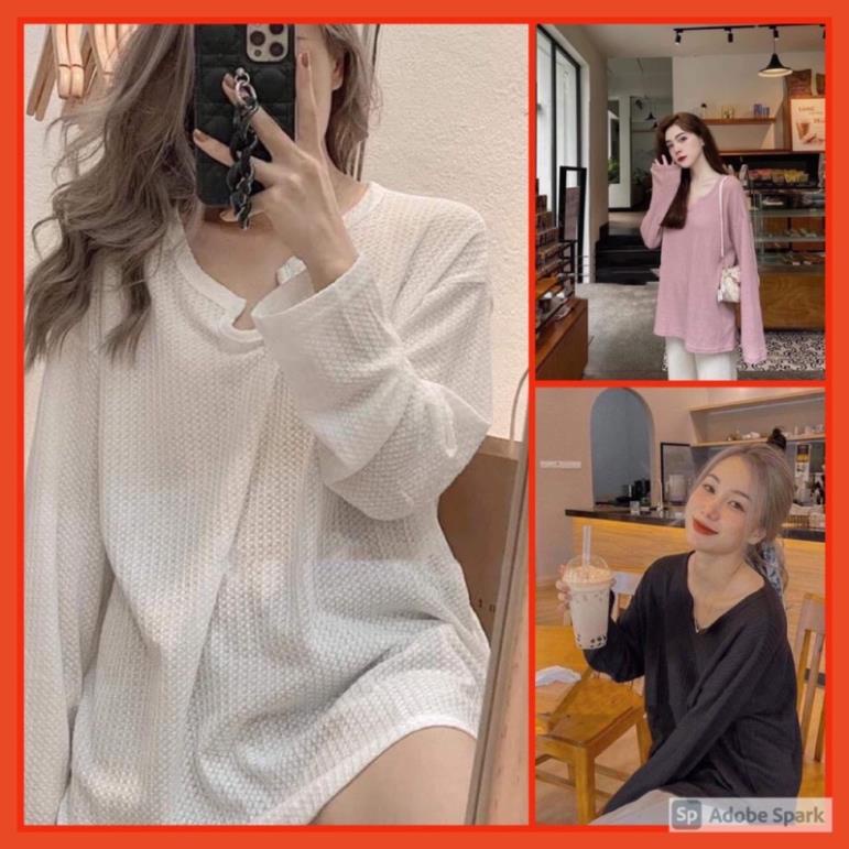 🌸 Thun thiết kế form rộng bánh bèo tiểu thư màu Đen/Trắng/Hồng/Xanh Ulzzang 🌸 New