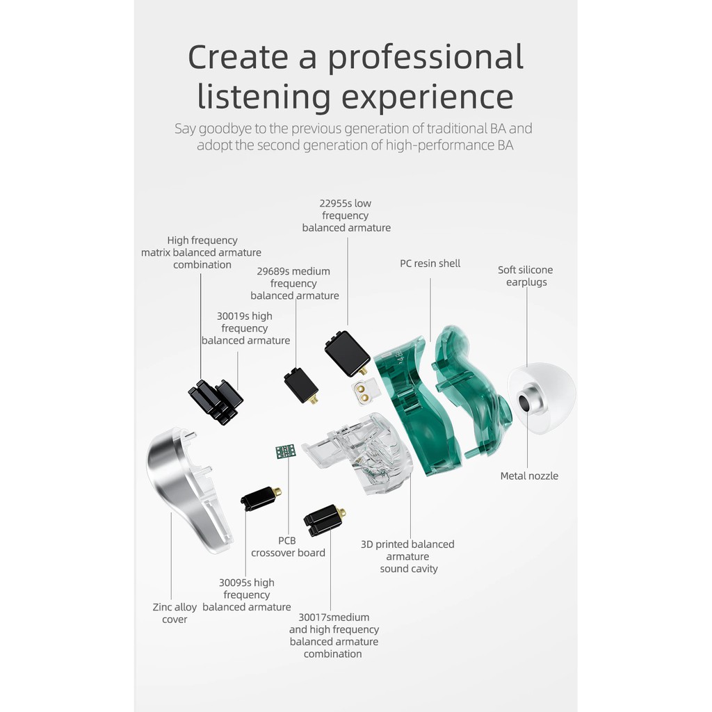 Tai nghe KZ AST 24 BA Hifi Bass Tai Nghe Nhét Tai Loại Bỏ Tiếng Ồn Tai Nghe Nhét Tai Thể Thao