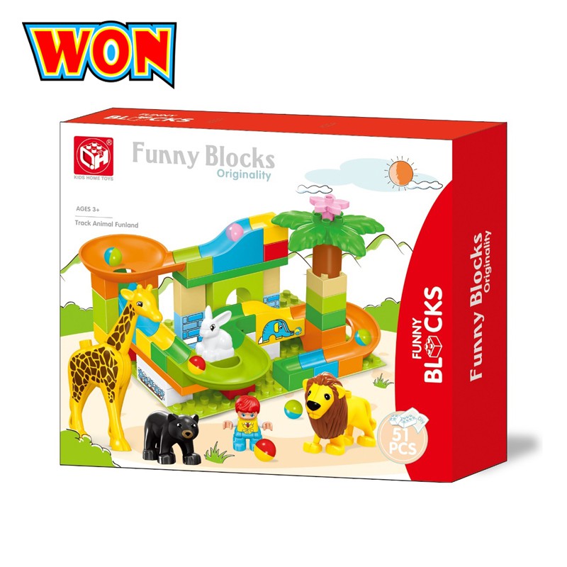 Bộ lego duplo máng trượt, thả bi sở thú động vật 84 chi tiết