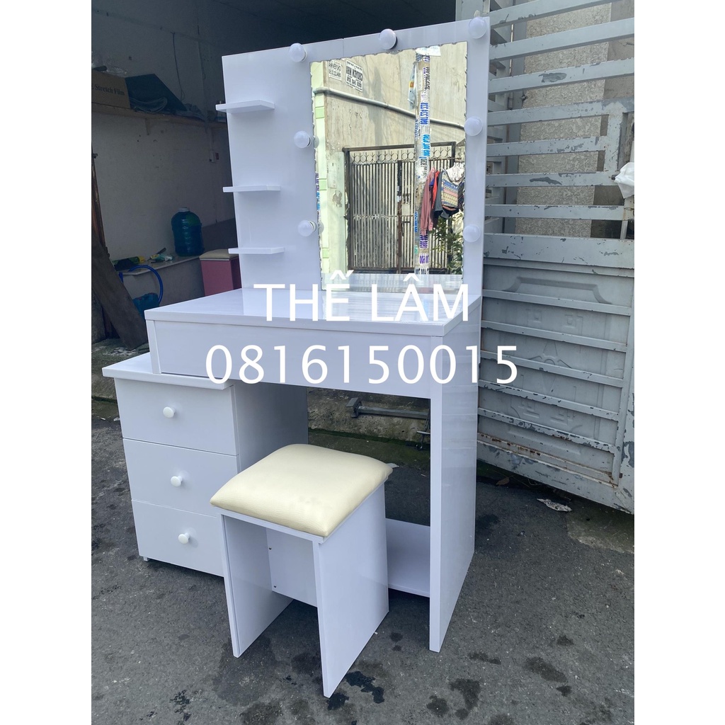 Bàn trang điểm nhựa đài loan +  ghế ngồi màu trắng  ( hình thực tế ) (có giao sau giờ hành chính)