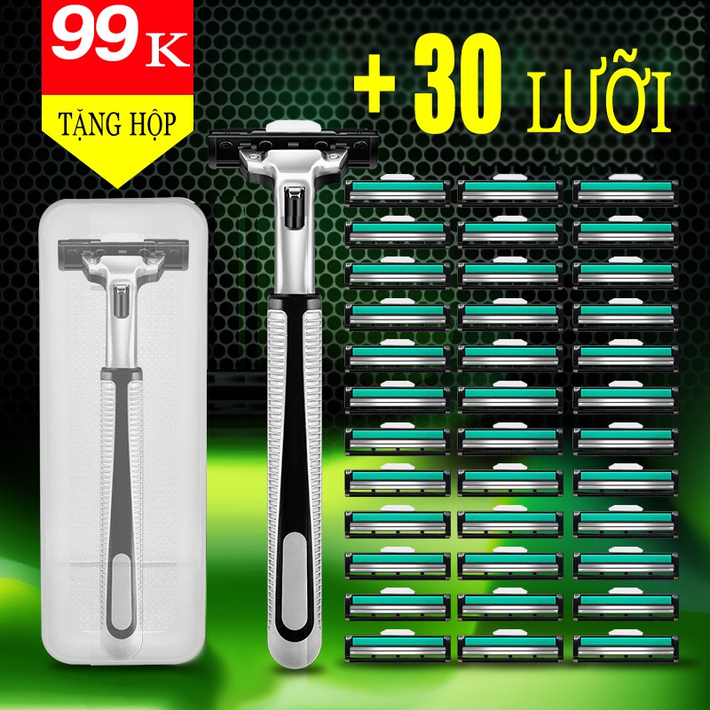 Dao Cạo Râu Combo 30 Lưỡi Kép TẶNG KÈM HỘP ĐỰNG CÁN DAO