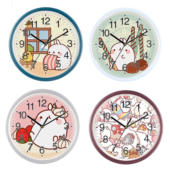 Đồng hồ treo tường molang DHTI10 cute dễ thương 13 đến15cm