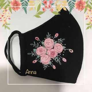 Khẩu trang thêu tay vải linen chống bụi AN55