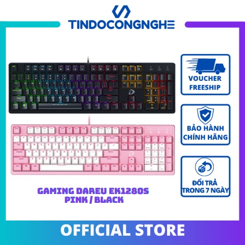 Bàn Phím Cơ Gaming DAREU EK1280S Pink / Black 104KEY MULTI LED - Bàn Phím Máy Tính - Khung Kim Loại, Chống Rung