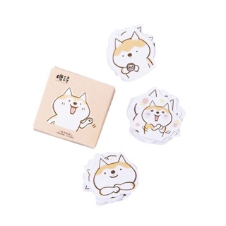 Hộp 45 miếng dán sticker hình cún shiba đáng yêu dùng trang trí decor
