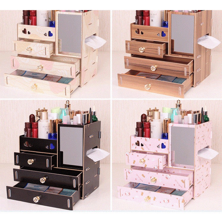 Kệ đựng đồ trang điểm, mỹ phẩm có gương 4 NGĂN KÉO - BX3295