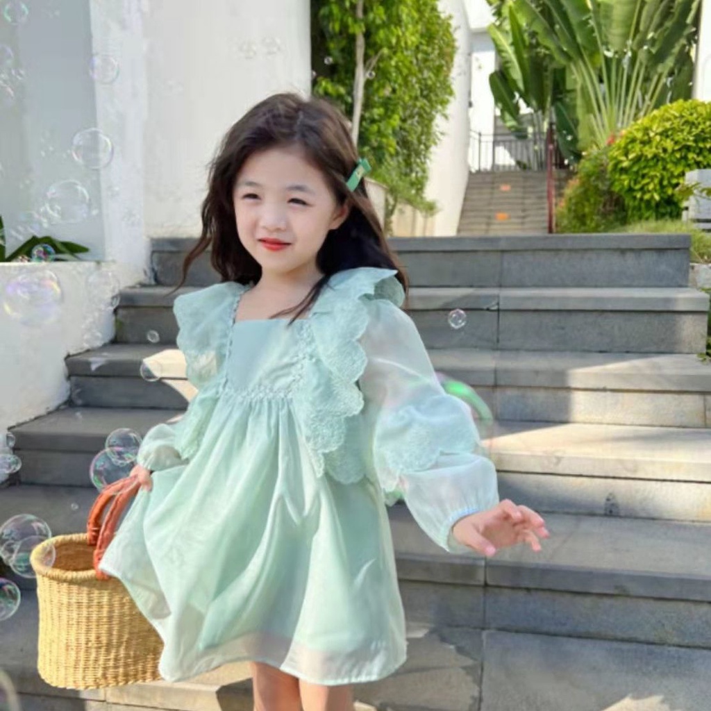 Đầm Công Chúa Tay Dài Thời Trang Mùa Xuân Phong Cách Phương Tây Mới 2022 Dành Cho Bé Gái