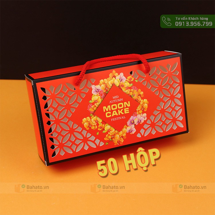 Bộ 50 hộp trung thu 2 bánh 150g - 250g hoa phong lan