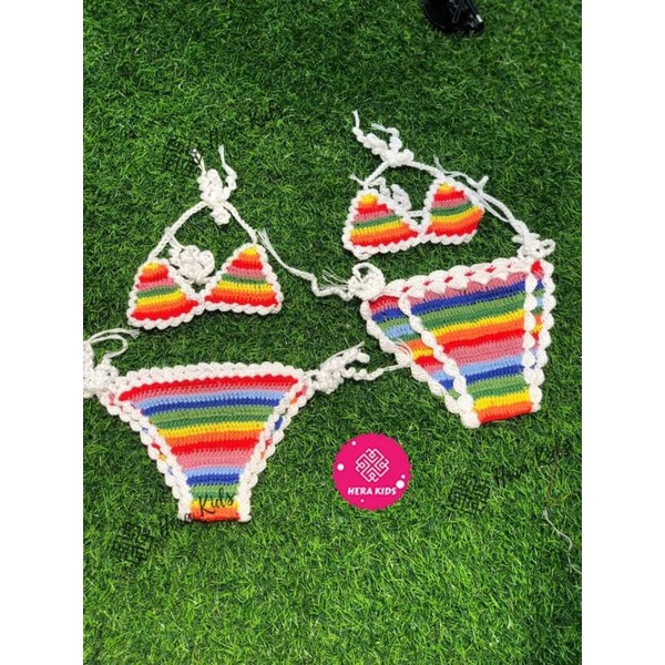 Bikini đi biển cầu vòng, áo tắm cho bé 3-20kg
