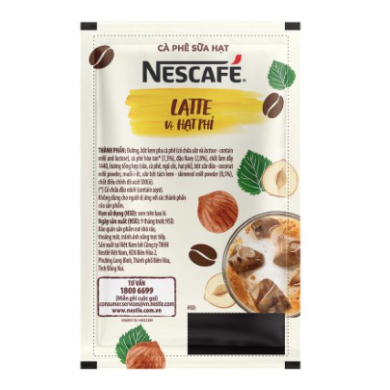 Cà phê sữa hạt Latte NesCafé vị hạt phỉ 240g (10 gói x 24g)