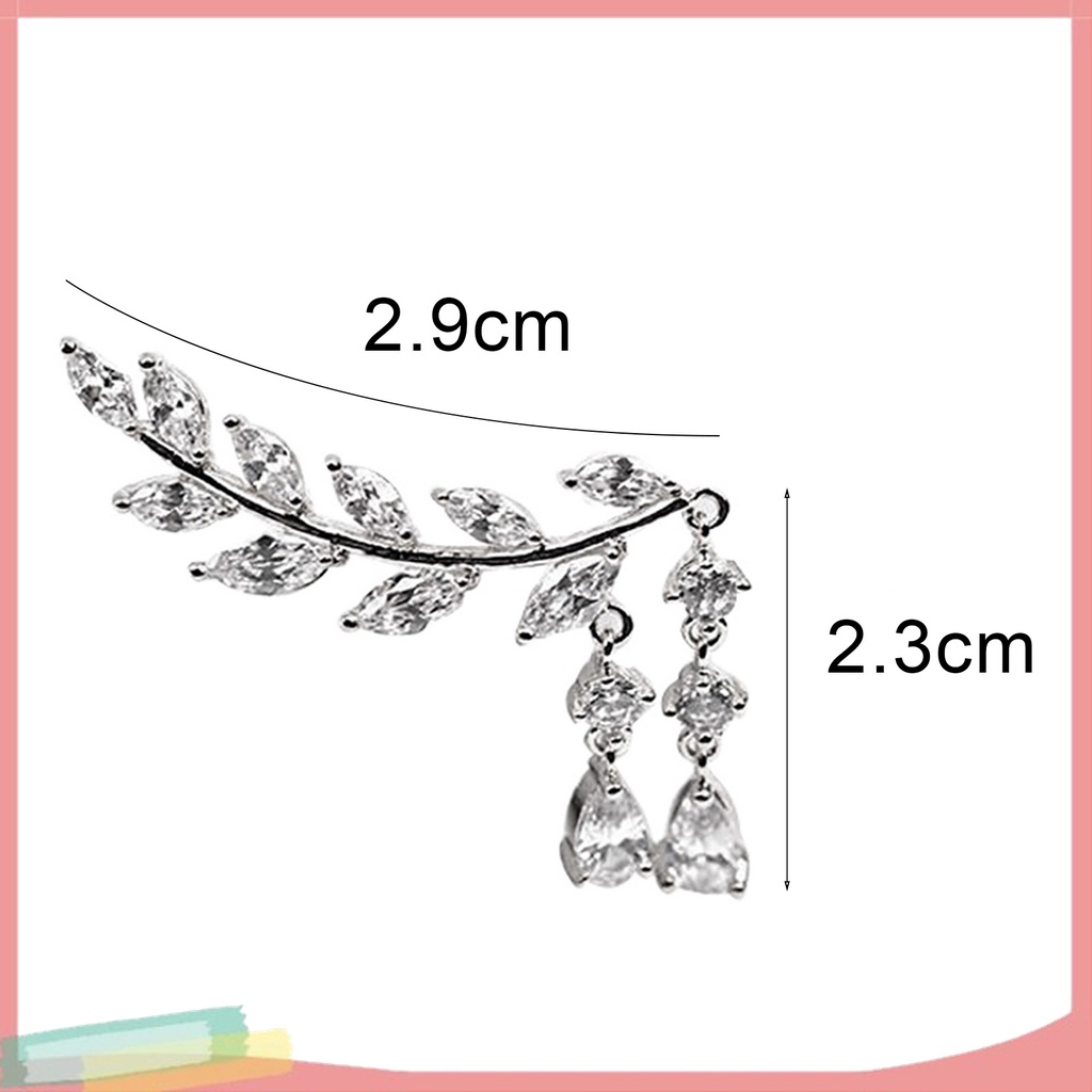 1 Đôi Bông Tai Hình Chiếc Lá Đính Đá Thời Trang Dành Cho Nữ