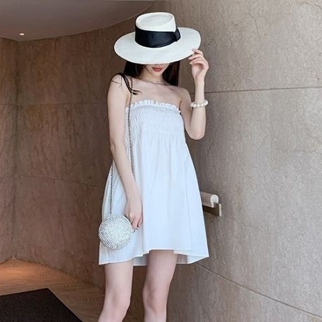 Đầm Cổ Yếm Lưng Cao Thời Trang Mùa Hè Phong Cách Hàn Quốc Mới Cho Nữ