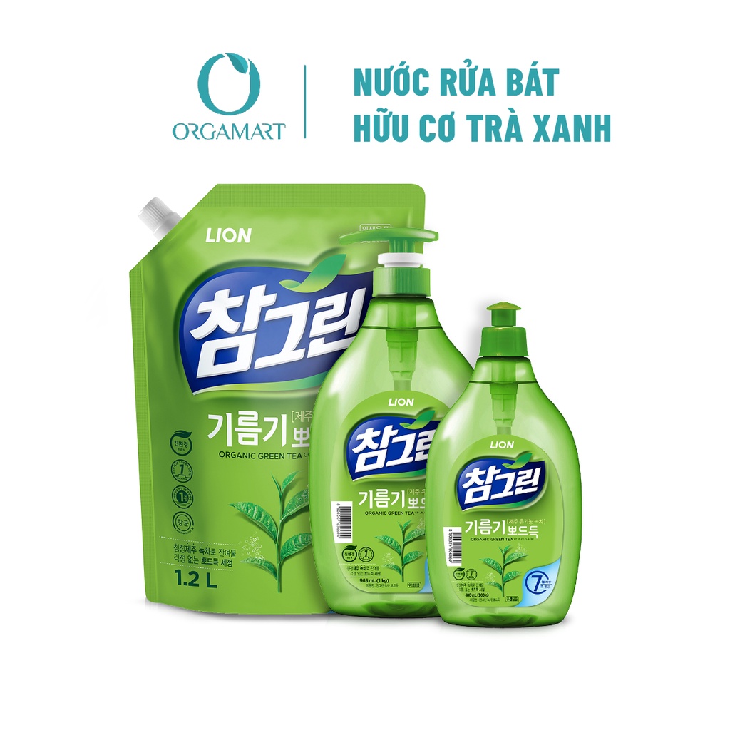 Nước Rửa Chén Chiết Xuất Trà Xanh Lion Hàn Quốc  500g-1kg chai - 1.2L túi