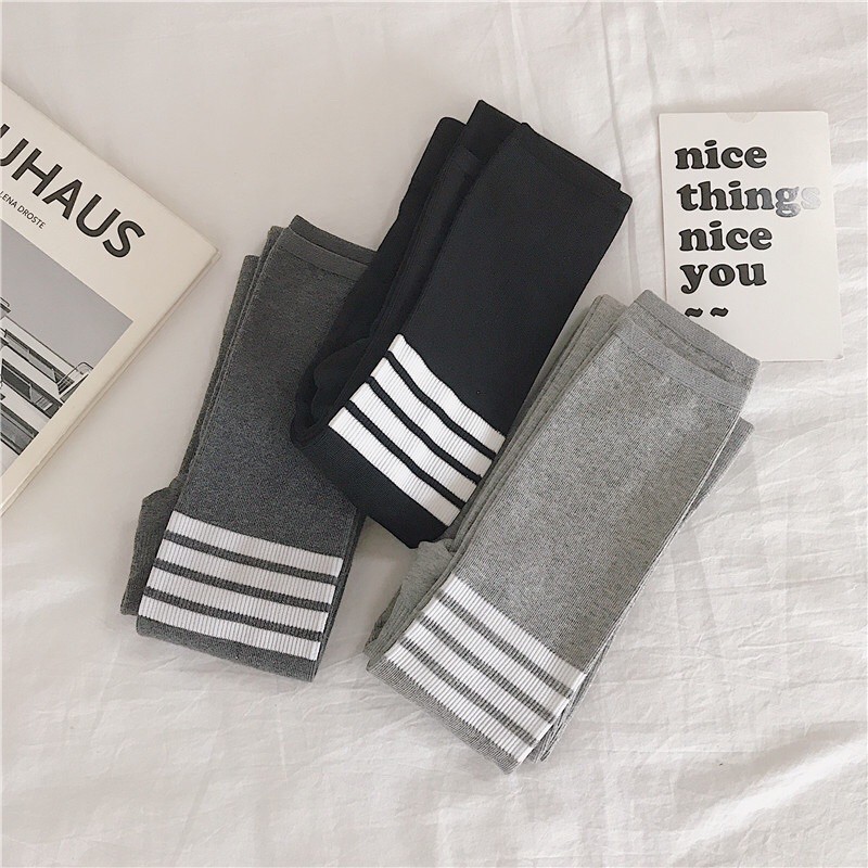 QUẦN LEGGING TĂM LEN 3 SỌC CẠP CAO GEN BỤNG